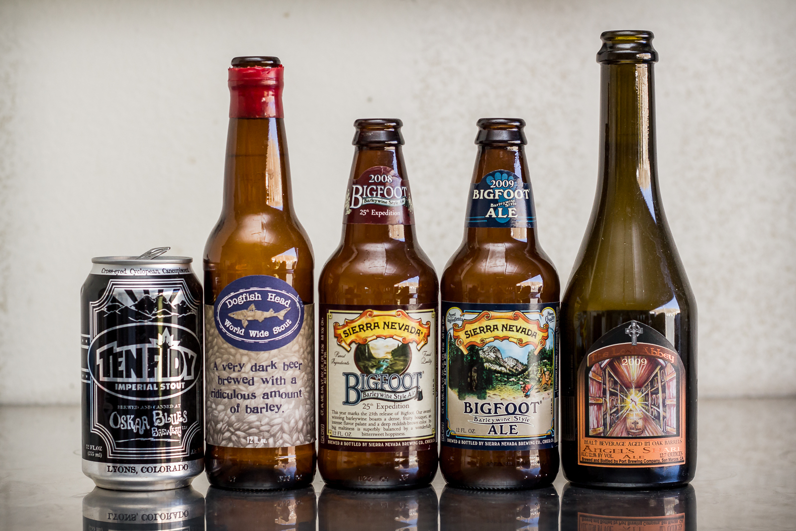 Oskar Blues Brewery, Sierra Nevada Brewing Company, Dogfish Head Brewery, and The Lost Abbey beers.