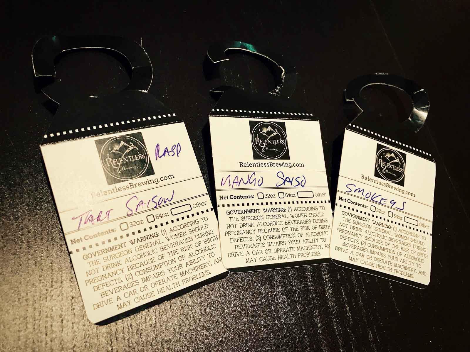Growler Tags from Relentless Brewing Company