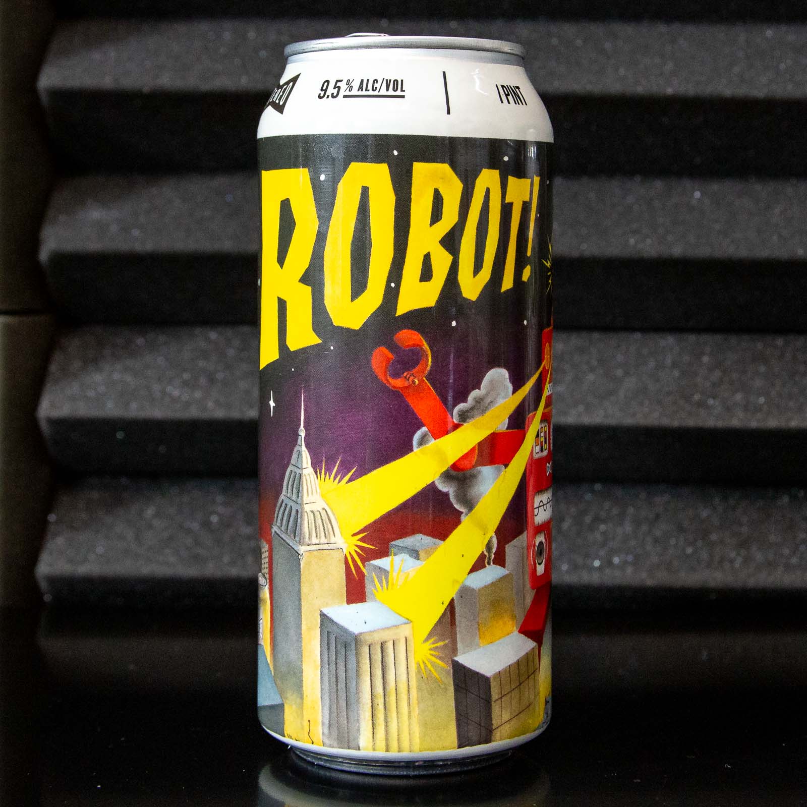 A can of Robot Imperial Red Ale from Stereo Brewing Company.