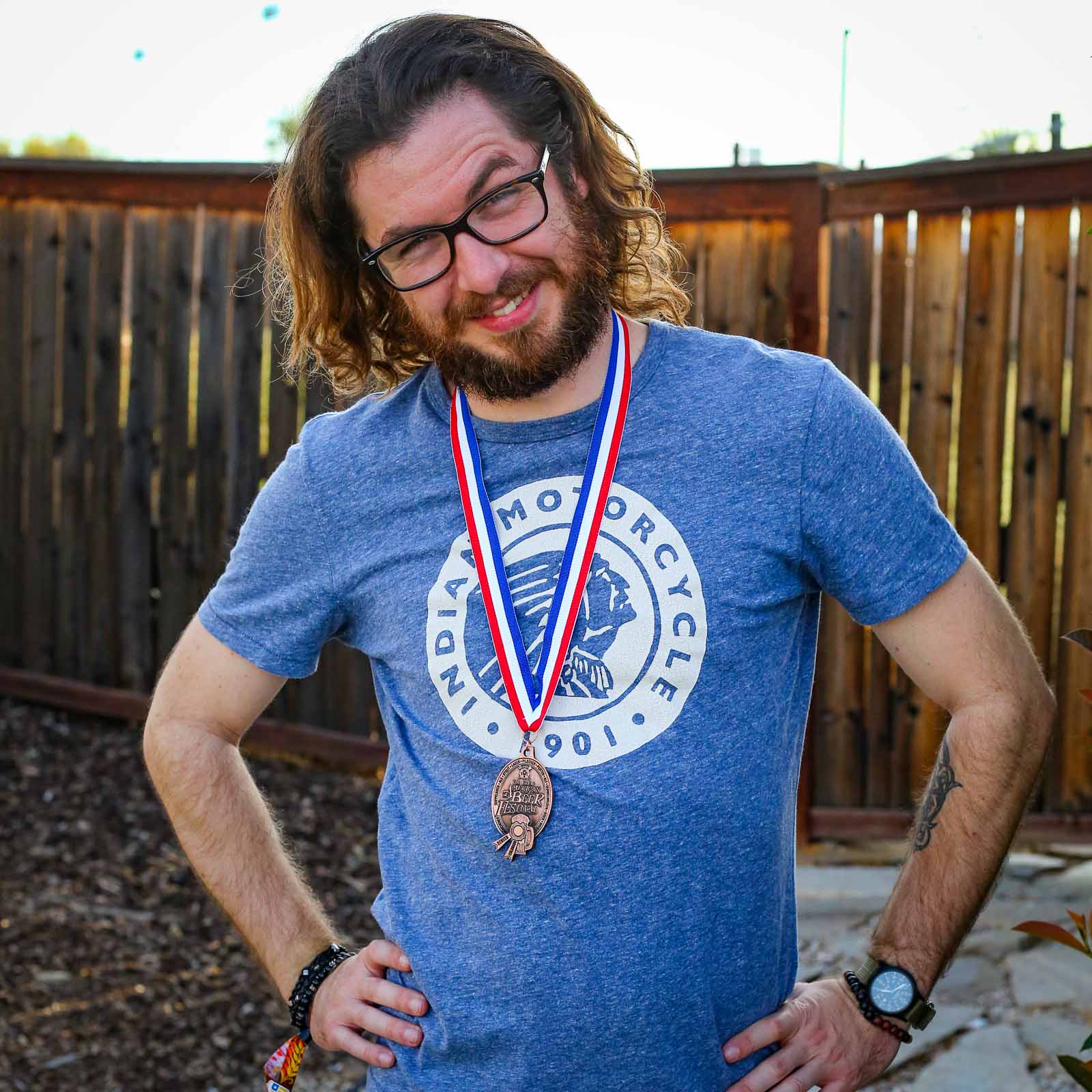 Matt Becker Wearing His Bronze Medal from GABF