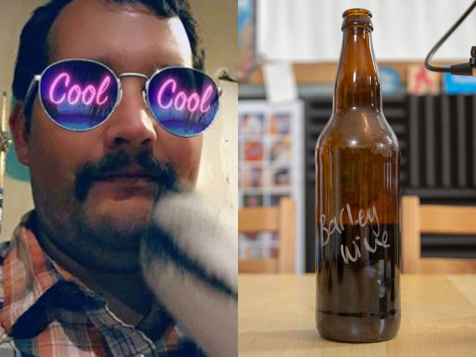 Pictured: Kyle Wells' Instagram Bio Picture next to Jesse's Barleywine Homebrew.