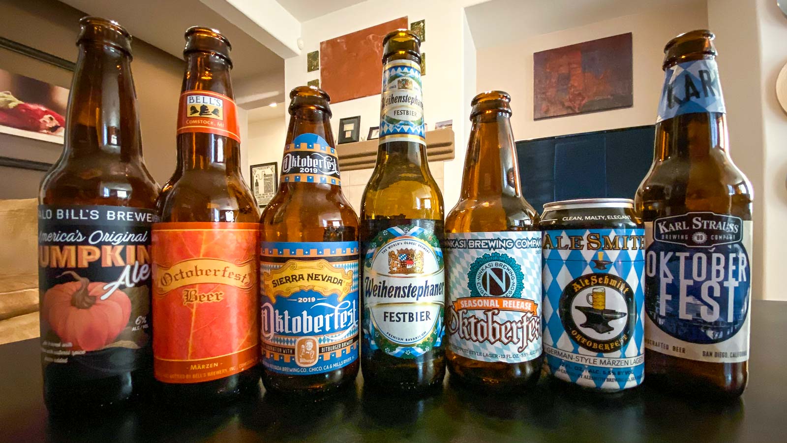 Pictured: Six Oktoberfest beers and one pumpkin ale.