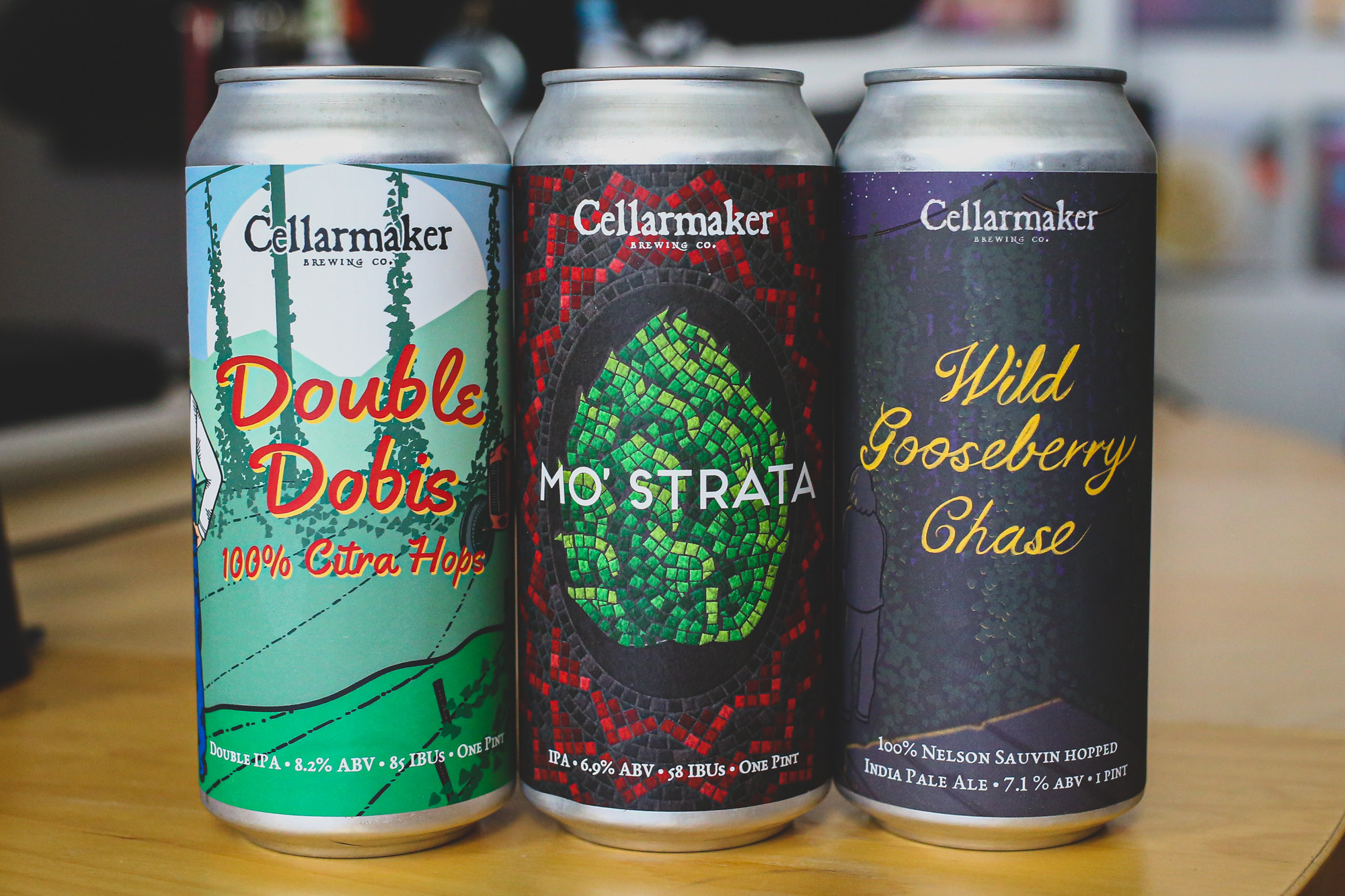 Pictured: Beers from Cellarmaker Brewing.