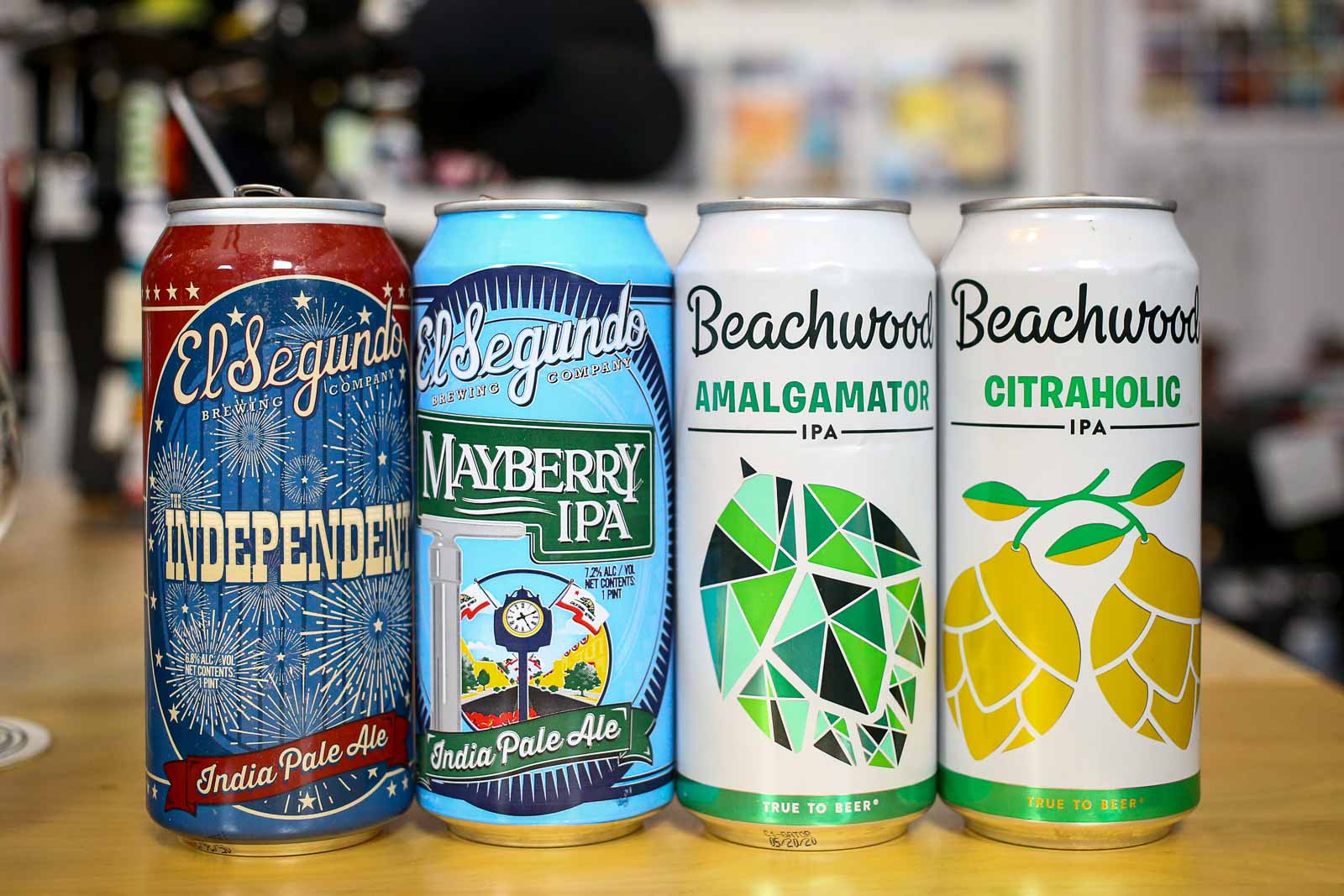 Pictured: Beers from Beachwood Brewing and El Segundo Brewing Company.